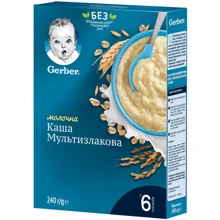 Каша GERBER сухая молочная Мультизлаковая для детей с 6 месяцев, 240г (7613039834336): Тип Каши молочные