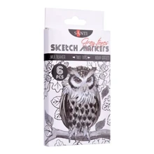 Набор двусторонних маркеров SANTI sketch 390544 Gray tones 6 шт уп, 34,7 мм: Тип На водной основе