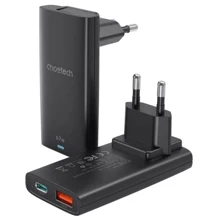 Зарядное устройство Choetech Wall Charger USB-C+USB GaN 65W Black (PD6011-EU-BK): Тип сетевое