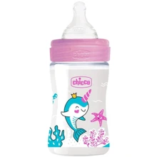 Пляшечка пластикова Chicco Well-Being Physio Colors із силіконовою соскою, 150 мл, 0м+ рожева (28611.10): Матеріал пластик