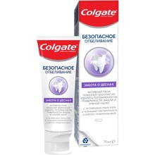 Colgate Зубная паста Безопасное отбеливание Забота о деснах 75 мл: Назначение Чувствительные десна, Укрепление десен, Свежесть дыхания, Очищение, Отбеливание, От зубного налета, 