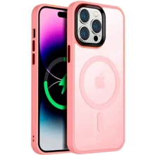 Чехол для iPhone Mobile Case TPU+PC Metal Buttons with MagSafe Colorful Pink for iPhone 16 Pro Max: Цвет розовый