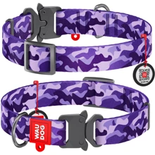 Ошейник WAUDOG Nylon с QR-паспортом, рисунок "Фиолетовый камо", металлическая пряжка-фастекс 25 мм 31-49 см фиолетовый (5102): Производитель WAUDOG