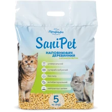 Наполнитель древесный SANI PET для кошечьего туалета универсальный яблоко 5 кг (PR240794): Вид Древесный