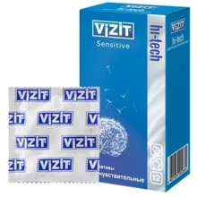 Презервативи латексні VIZIT HI-TECH Sensitive надчутливі №12: Тип Для натуральних відчуттів