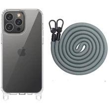 Чехол для iPhone Epic TPU Transparent with Straps Fog for iPhone 13 Pro Max: Цвет серый