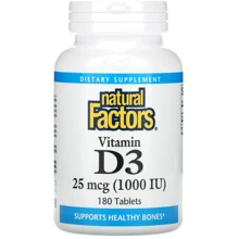 Natural Factors Vitamin D3 Витамин Д3 25 мкг 1000 МЕ 180 мягких таблеток: Тип Витамин D