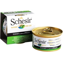 Натуральные консервы для кошек Schesir Tuna Chicken тунец с куриным филе и рисом, 85 г: Тип Консервы