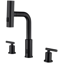 Смеситель для раковины Lefton Two-Handle Widespread Waterfall & Pull-Out Bathroom Faucet with Temperature Display-BFWS2401 Matt Black: Назначение Для раковины