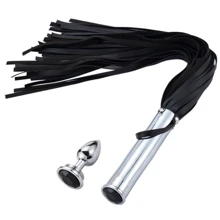 Флогер з анальною пробкою sLash BDSM-NEW PU Leather Whip with Anal Plug: Виробник sLash
