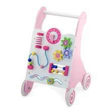 Детские ходунки-каталка Viga Toys с бизибордом Розовый (50178): Цвет розовый