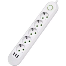 Сетевой фильтр Voltronic Power F05U White 5 розеток 3xUSB 1.5м (F05U-WHITE): Количество розеток, шт 5