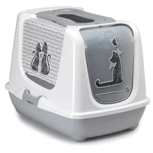 Туалет Moderna Trendy Cat Cats in Love для кошек c угольным фильтром и совком, 57.4x44.8x42.7 см светло-серый (C245026CL): Вид Закрытый