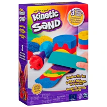 Набір піску для дитячої творчості Kinetic Sand Райдужний мікс, червоний, жовтий, синій, 383 г (71402B): Виробник Kinetic Sand