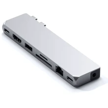 Адаптер Satechi Adapter Max Dual USB-C to USB3.0+2xUSB-C+RJ45+HDMI+3.5mm+SD Silver (ST-UCPHMXS): Колір сріблястий