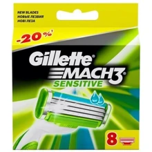 Gillette Mach3 Sensitive Сменные кассеты для бритья 8 шт.: Вид Сменные кассеты