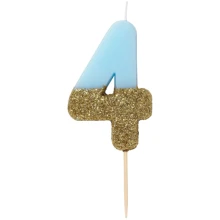 Сервировка стола Свечка-номер 4 Talking Tables Голубого цвета 1 шт (BDAY-CANDLE-BLU-4): undefined undefined
