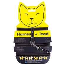 Шлея с поводком Collar кошачья кожаная на планшете 12 мм 22-30 см 122 см черная (05461): Производитель Collar