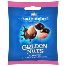 Драже Millennium Golden nuts мигдаль у чорному шоколаді 50 г (4820005195732): Вага, г 50