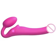 Безремневой страпон с вибрацией Strap-On-Me Vibrating Fuchsia M, регулируемый, пульт ДУ: Для кого Для пары