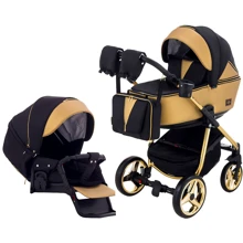 Универсальная коляска 2 в 1 Adamex Sierra Polar (Gold) SR403 черный - золотой кожа (перфорация): Тип коляски универсальная коляска (2-в-1)