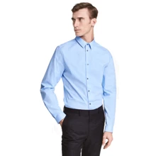 Рубашка H&M 4522444 48 голубая с длинным рукавом: Длина рукава Длинный