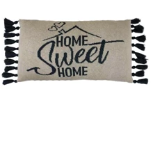 Подушка Прованс вязаная 30х45 "Home, sweet home" Серая (16 кисточек) (4823093434530): Размер, см 30х45