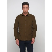 Рубашка H&M 4921355 48 хаки с длинным рукавом: Длина рукава Длинный