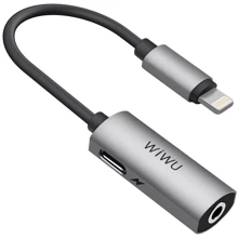 Адаптер WIWU Adapter LTO1 Lightning to Lightning+Mini-jack 3.5 0.13m Gray (695781550479): Цвет серый