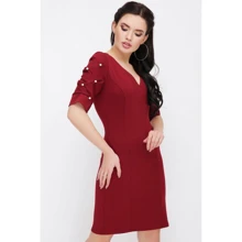 Платье FashionUp PL-1617A 42 бордовое повседневное до середины бедра: Состав Вискоза, Эластан