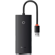 Адаптер Baseus Adapter Lite Series USB to 4хUSB3.0+USB-C Black (WKQX030001): Цвет черный