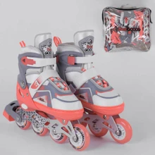 Роликові ковзани Best Roller (30-33) PU колеса, світло на передньому колесі, в сумці Coral / White (98930): Колір розовый