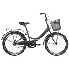 Велосипед ST 24" Formula SMART Vbr с багажником зад St, с крылом St, с корзиной St 2022 (темно-серый с красным (м)): Материал рамы сталь