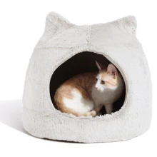 Будинок - лежак Best Friends Meow Hut Fur для кішок слонова кістка 44х44 см (bf4661): undefined undefined