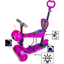 Самокат Scooter "Пчелка" 5in1. Леди Баг. Pink (многофункциональный, со светом и музыкой): Количество колес 3