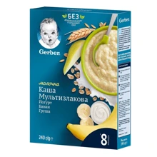 Каша молочная мультизлаковая Gerber йогурт банан, груша 240 г (1100415): Тип Каши молочные
