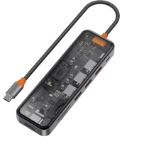 Адаптер WIWU Adapter Cyber 7in1 USB-C to 3xUSB3.0+HDMI+USB-C+SD Space Gray: Колір серый