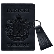 Набор кожаных аксессуаров с украинской символикой BlankNote темно-синий (BN-SET-42-UA-nn): Пол Унисекс