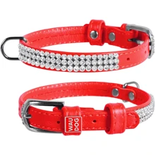 Ошейник WAUDOG Glamour "Полотно стразы" 9 мм 18-21 см красный (33063): Производитель WAUDOG