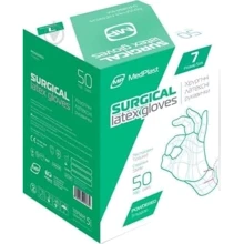 Рукавички хірургічні MedPlast латексні з пудрою розмір 7 (L) 50 пар / уп.: Вид рукавички латексні