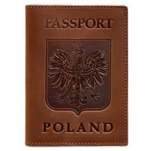 Обложка для паспорта с польским гербом BlankNote светло-коричневая (BN-OP-PL-k-kr): Пол Унисекс