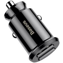 Зарядное устройство Baseus USB Car Charger 2xUSB Grain Mini 3.1A Black (CALL-ML-01): Кабель в комплекте отсутствует