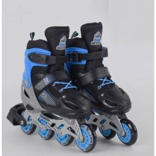 Роликові ковзани Best Roller (30-33) PVC колеса, світло на передньому колесі, в сумці Blue / Grey / Black (98857): Колір синій