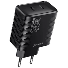 Зарядний пристрій Proove Wall Charger 2xUSB-C Speed Surge GaN 35W Black: Особливості Power Delivery (PD), USB-C