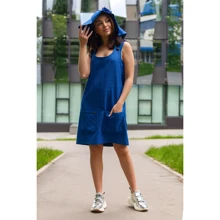 Сарафан FLFashion Сандра ФСС 3085 44 синий повседневный до середины бедра: Состав Лен