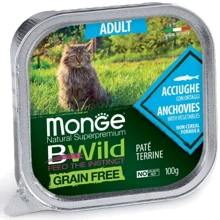 Влажный корм Monge Cat Wet Bwild Grain Free Adult беззерновой для котов анчоус с овощами 0.1 кг (70012874): Тип Влажный корм
