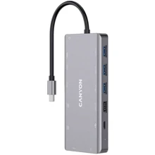Адаптер Canyon Adapter DS-12 USB-C to 4xUSB+USB-C+2xHDMI+VGA+RJ45+SD+microSD+PD+3.5mm (CNS-TDS12): Колір серый