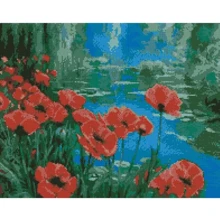 Алмазна вишивка ідейка Маки біля озера 40x50см (АМ 6119): Виробник КІДДІ-КО