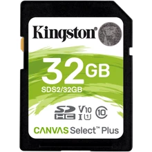 Карта памяти Kingston 32GB SDHC Class 10 UHS-I U1 V10 Canvas Select Plus (SDS2/32GB): Тип карты SDHC