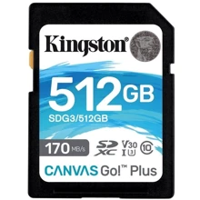 Карта пам'яті Kingston 512GB SDXC class 10 UHS-I U3 Canvas Go Plus (SDG3/512GB): Тип карти SDXC